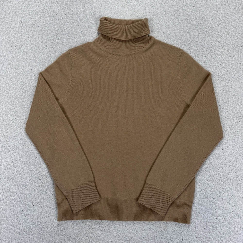 Lord and Taylor Cashmere Womens S Turtleneck Camel Brown Quiet Luxury Minimalist
